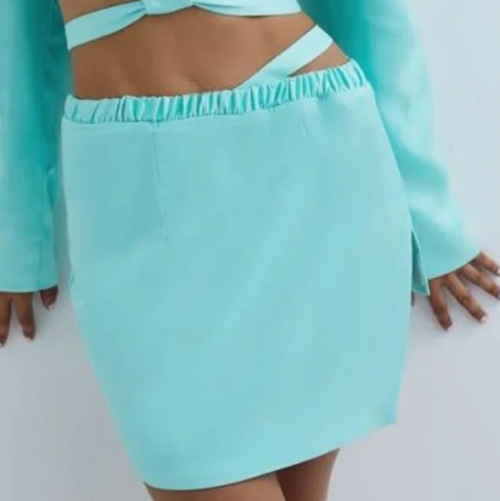 For Love & Lemons Aqua Marie Skirt - Picture 2 of 7